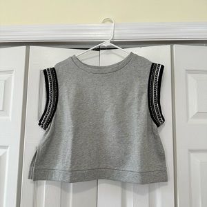 NWT Lea & Viola cropped shirt with beaded sleeves